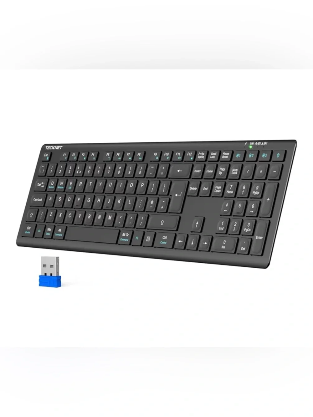 TECKNET Bluetooth Keyboard Rechargeable, 4-Device Free Switching (2.4G+BT)